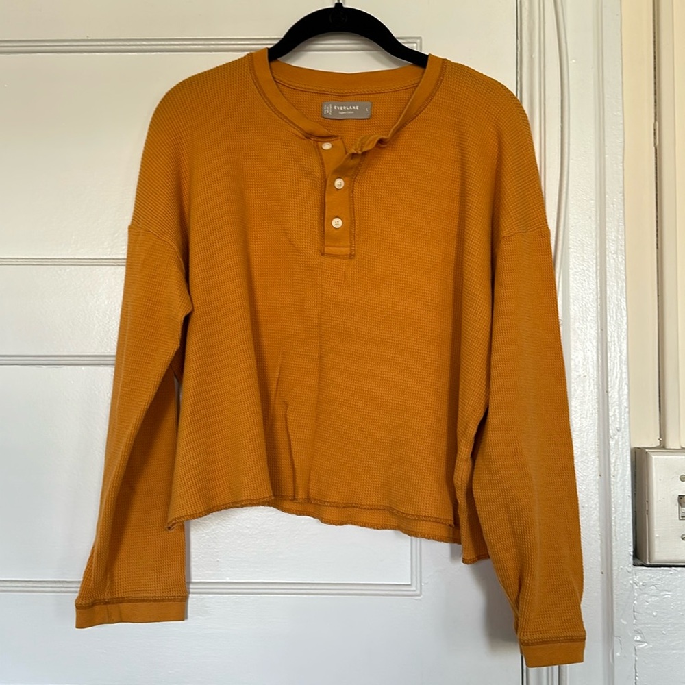 Everlane cotton waffle henley size L, burnt orange